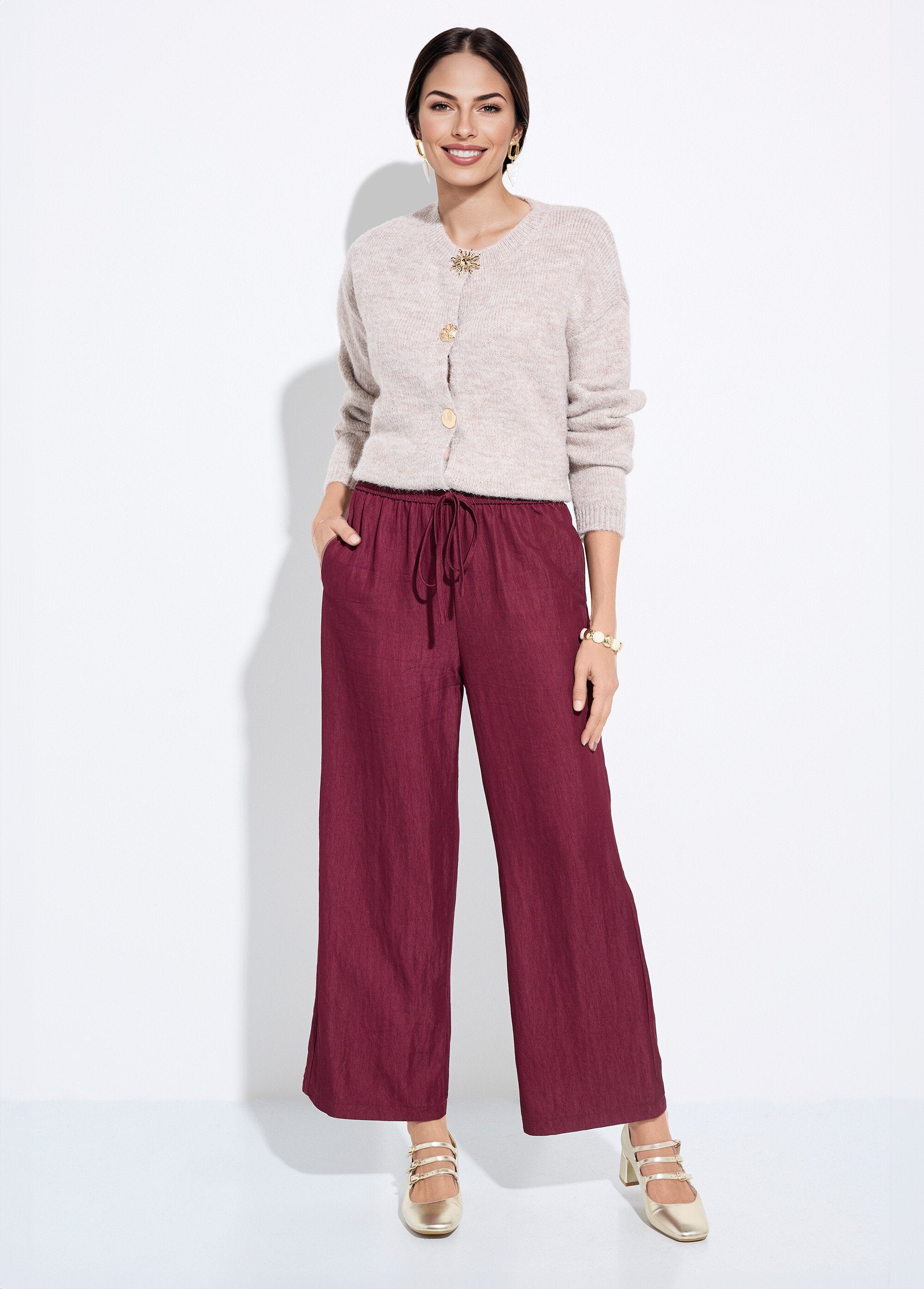Plain_twill_elasticated_flowing_pants_Bordeaux_SF1_slim