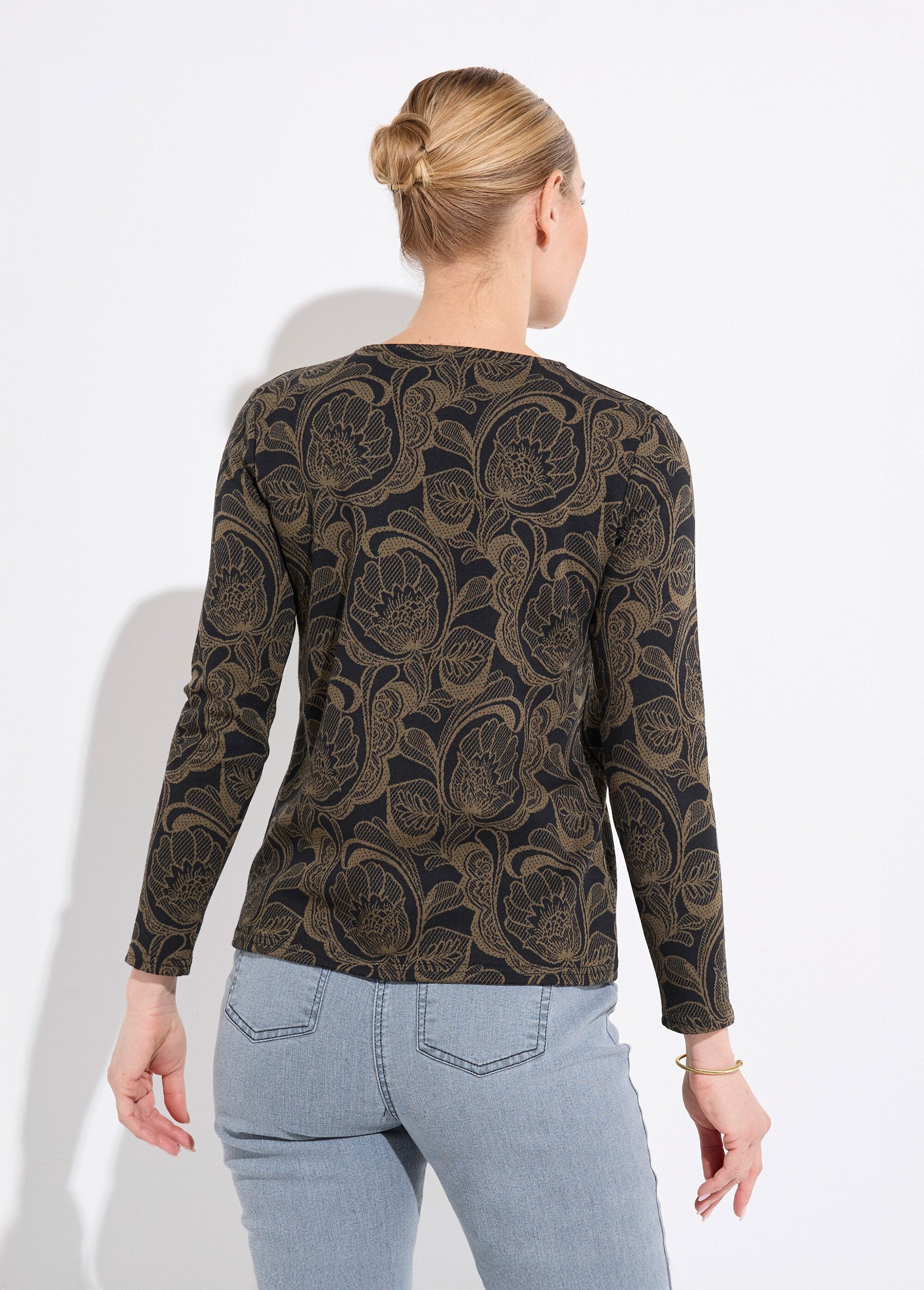 Round_neck_floral_jacquard_t-shirt_Black_and_camel_DO1_slim
