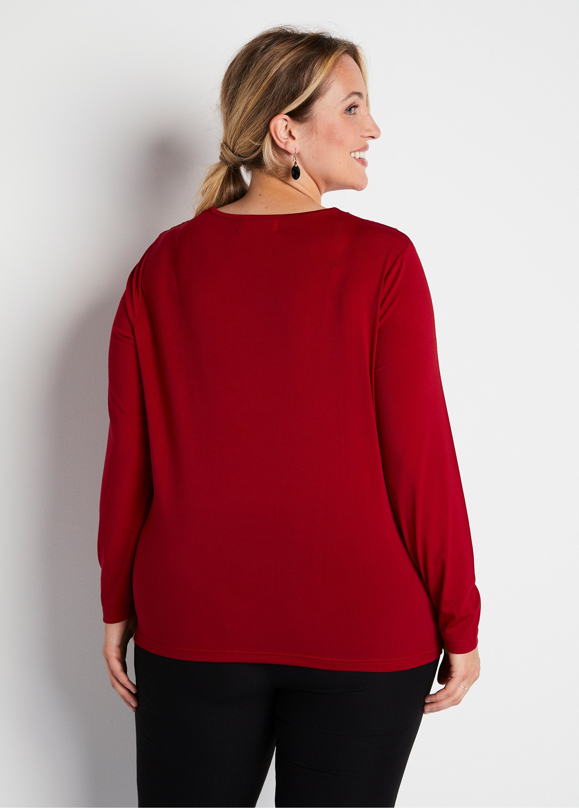 T-shirt_court_col_rond_résille_brodé_strass_Rouge_DO1_curvy