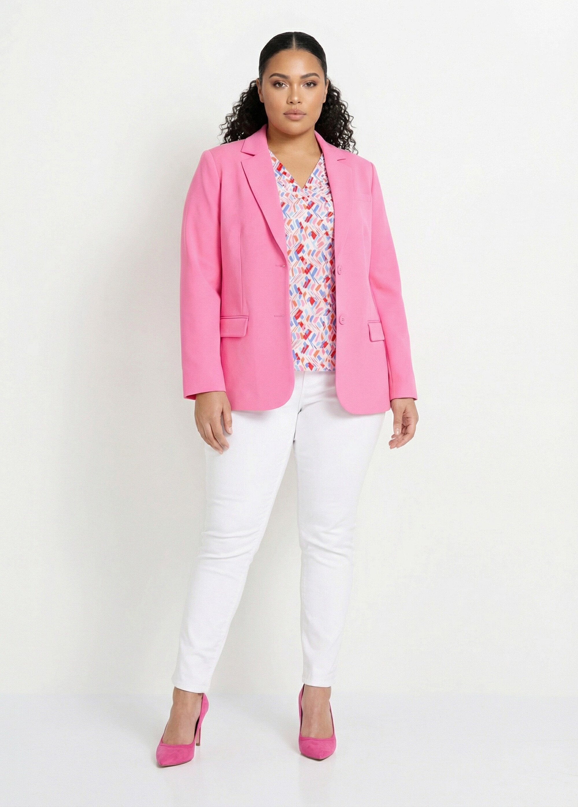 Straight_cut_plain_knit_blazer_jacket_Pink_SF1_curvy