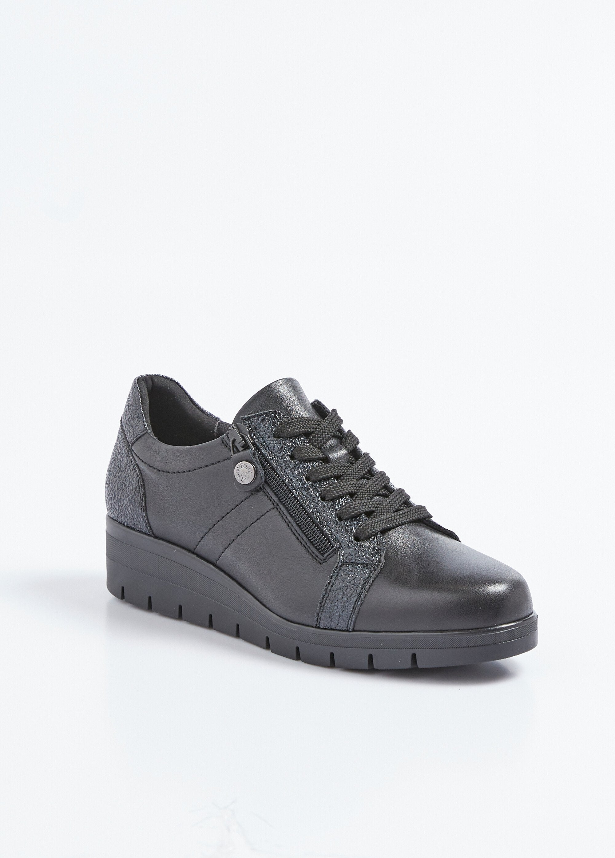Baskets_bi-matière_lacées_zippées_largeur_confort_Noir_FA1_slim