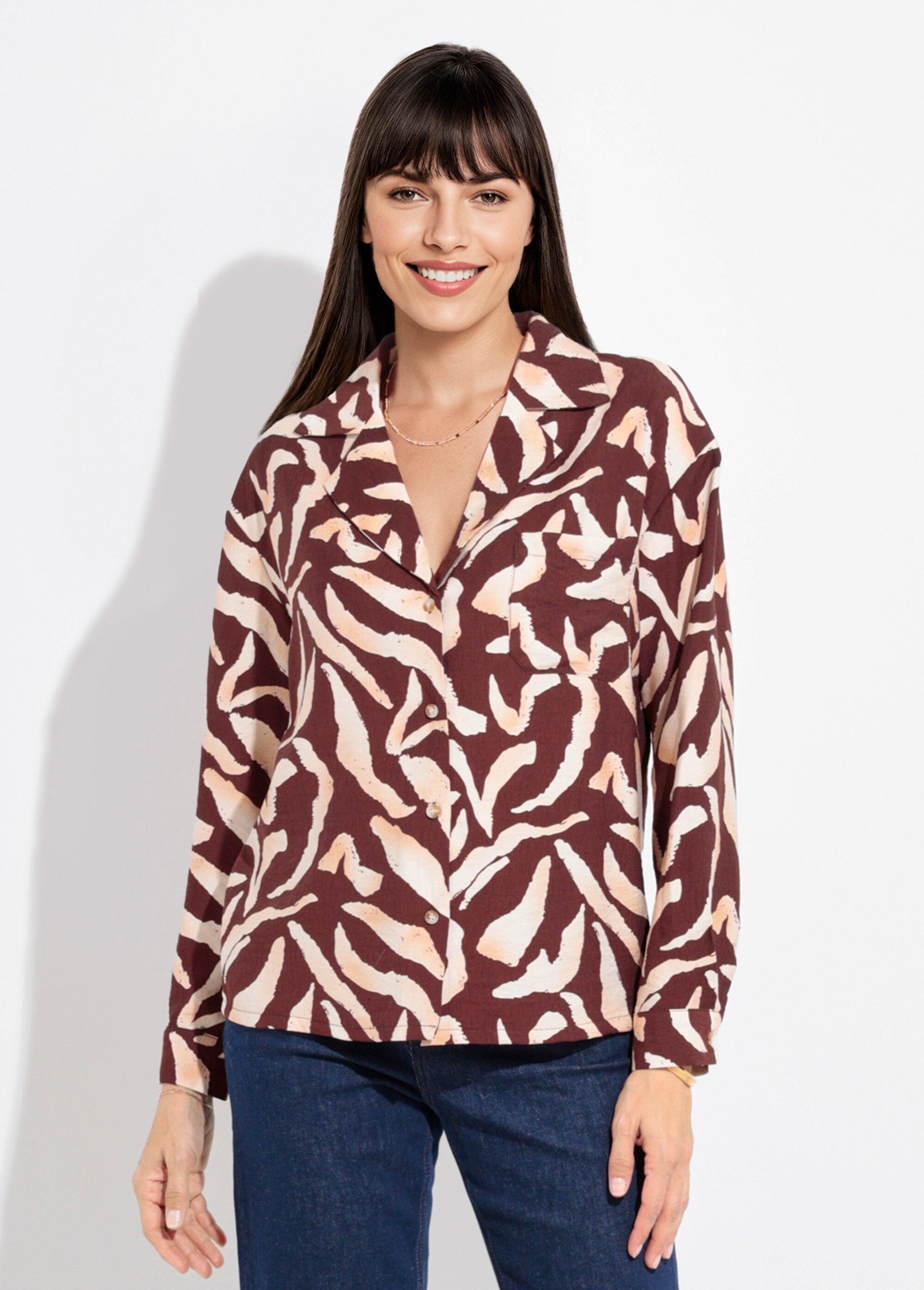 Graphic_print_blouse_with_tailored_collar_Brown_and_ecru_FA1_slim