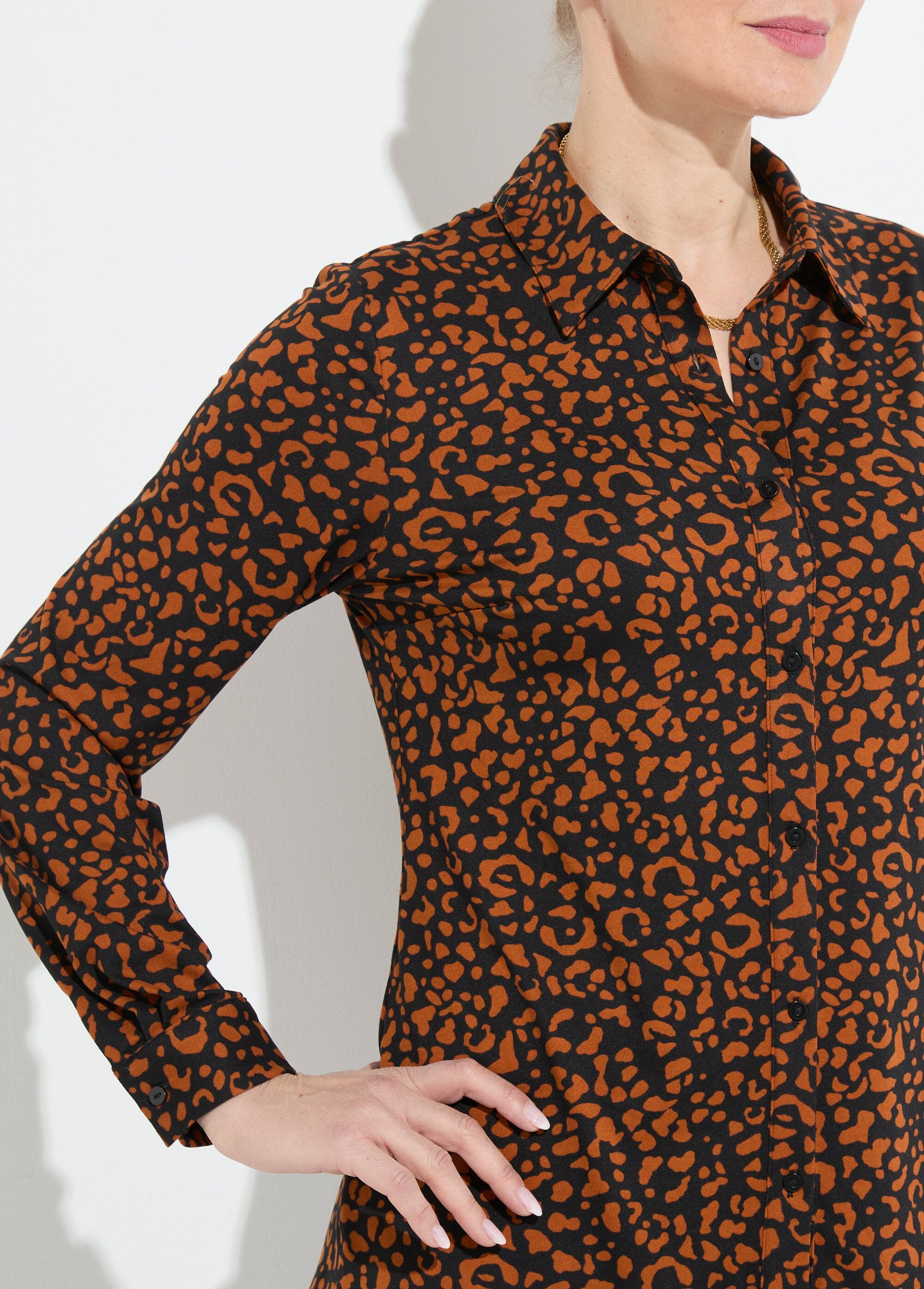 Chemisier_maille_chaude_imprimé_peau_de_bête_Noir_et_marron_DE1_slim