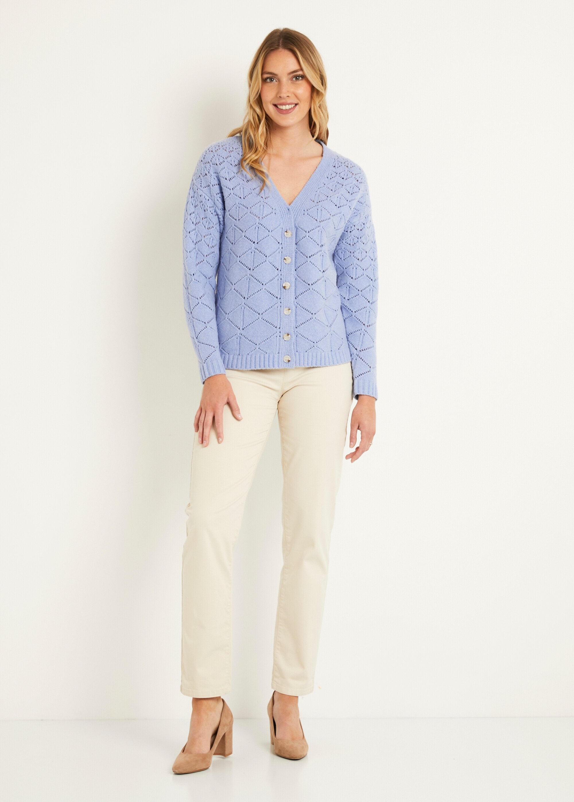 Short_openwork_V-neck_buttoned_cardigan,_plain_Blue_SF1_slim