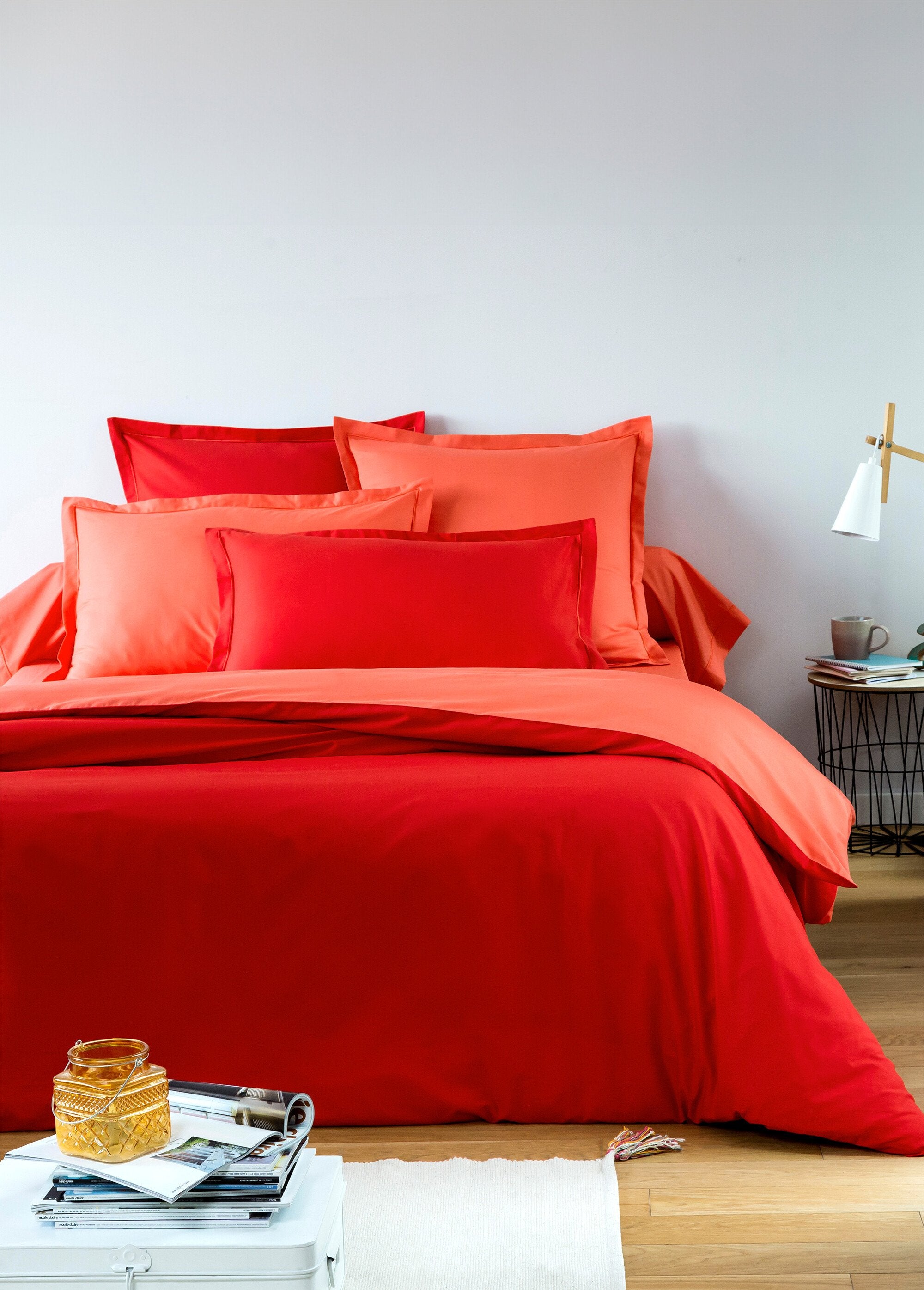 RELAX_plain_pure_cotton_fitted_sheet_Orange_clementine_DE1_slim