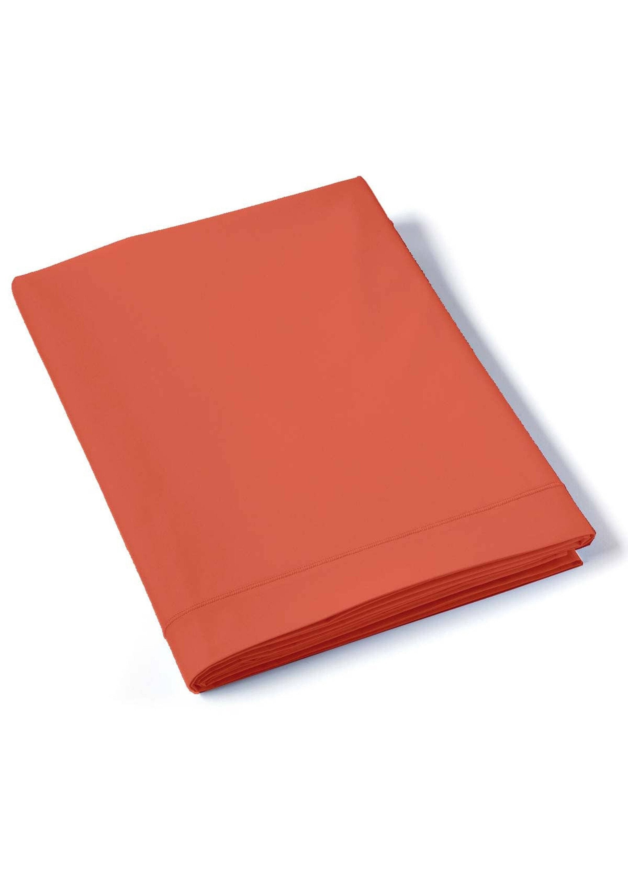 REPOS_plain_cotton_percale_flat_sheet_Terracotta_FA1_slim