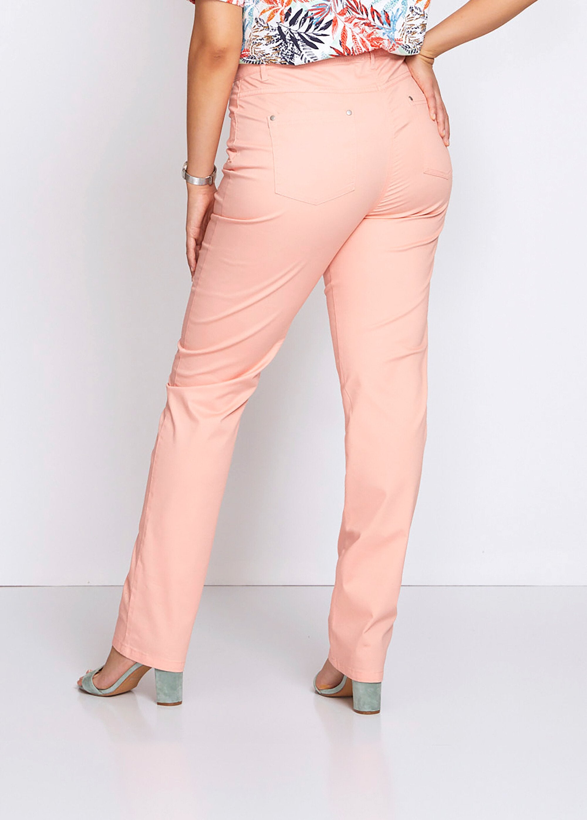 Pantalon_droit_5_poches_coton_stretch_Corail_peche_DO1_slim