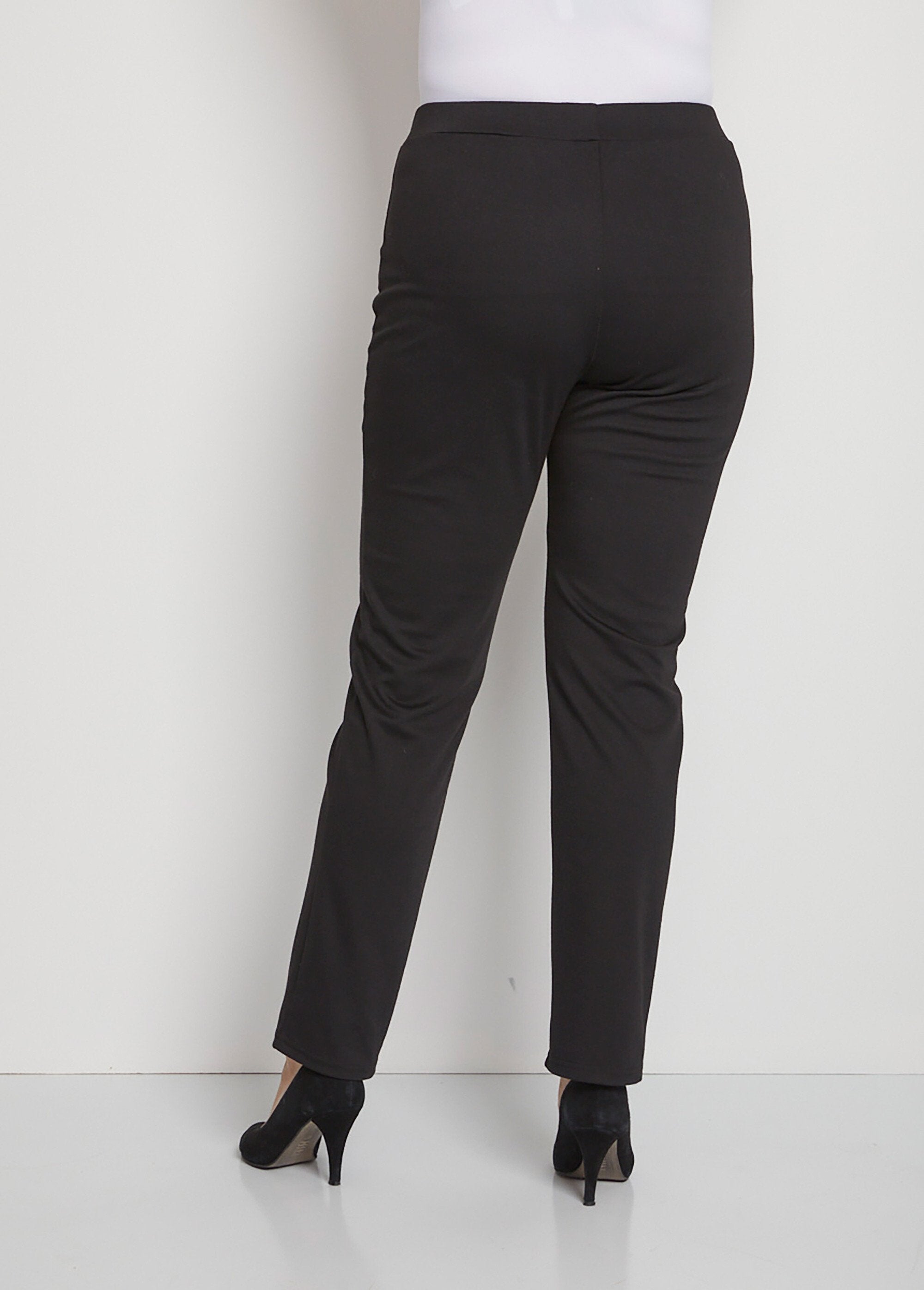 Milano_mesh_elasticated_waist_straight_pants_Black_DO1_curvy