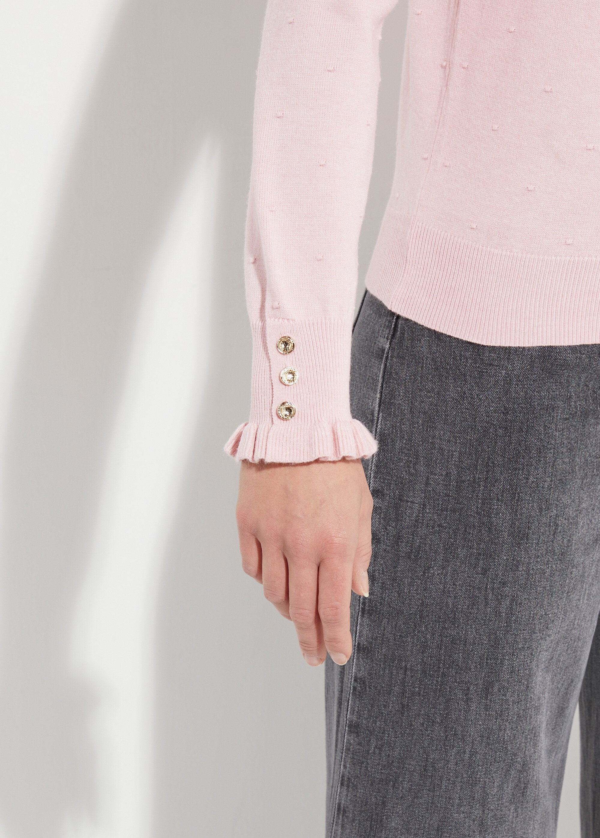 High-neck_pleated_sweater_with_dotted_Swiss_knit_Pink_DE1_slim