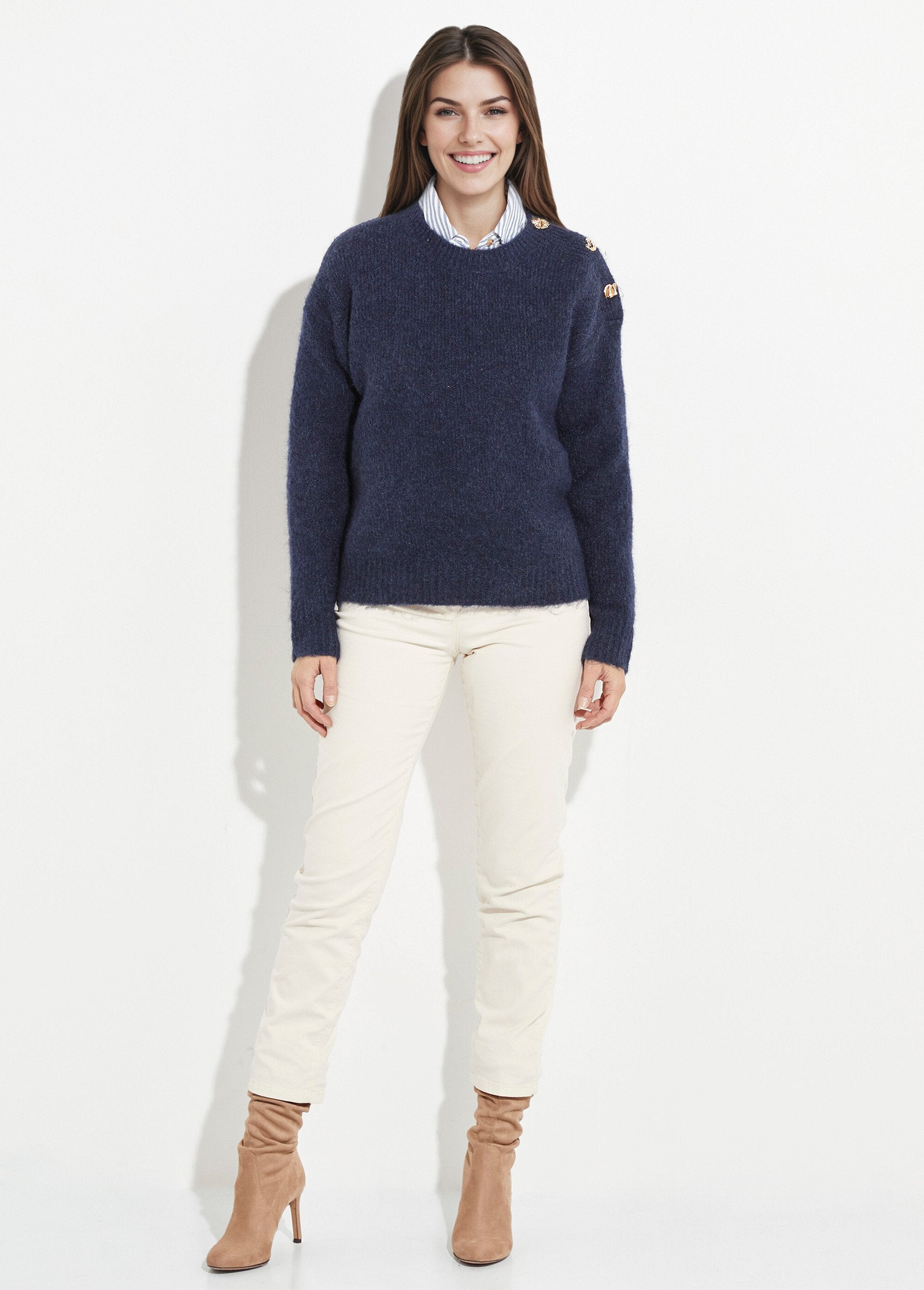 Round_neck_sweater,_metal_jewel_buttons_Blue_SF1_slim