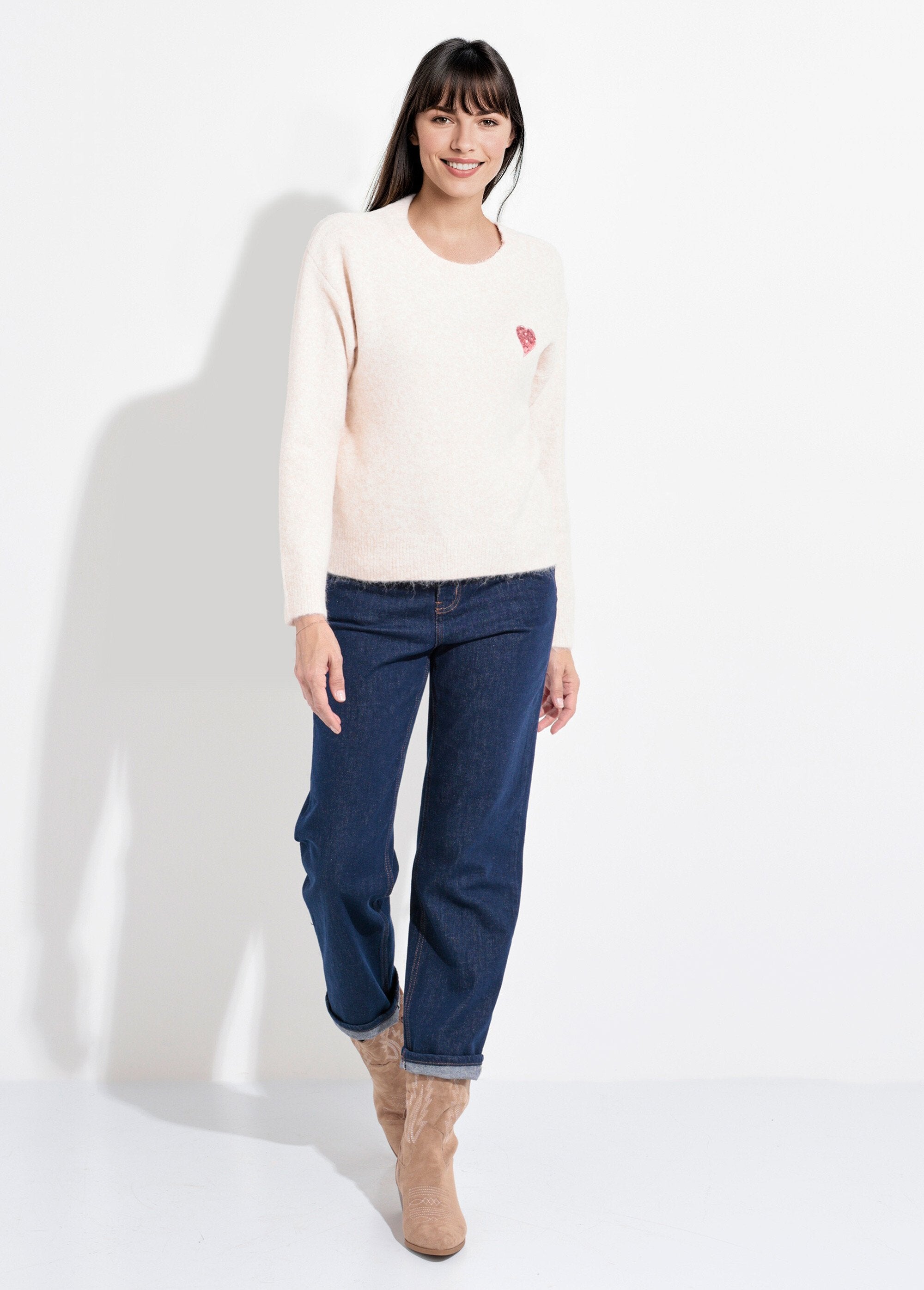 Round_neck_sweater_with_sequin_pattern_detail_Light_beige_SF1_slim