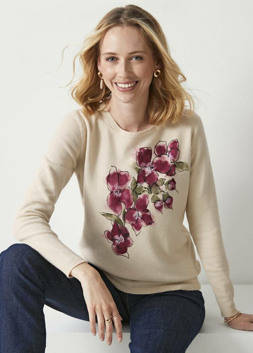 Round_neck_sweater_with_floral_screen_print_on_the_front_Beige_FA1_slim