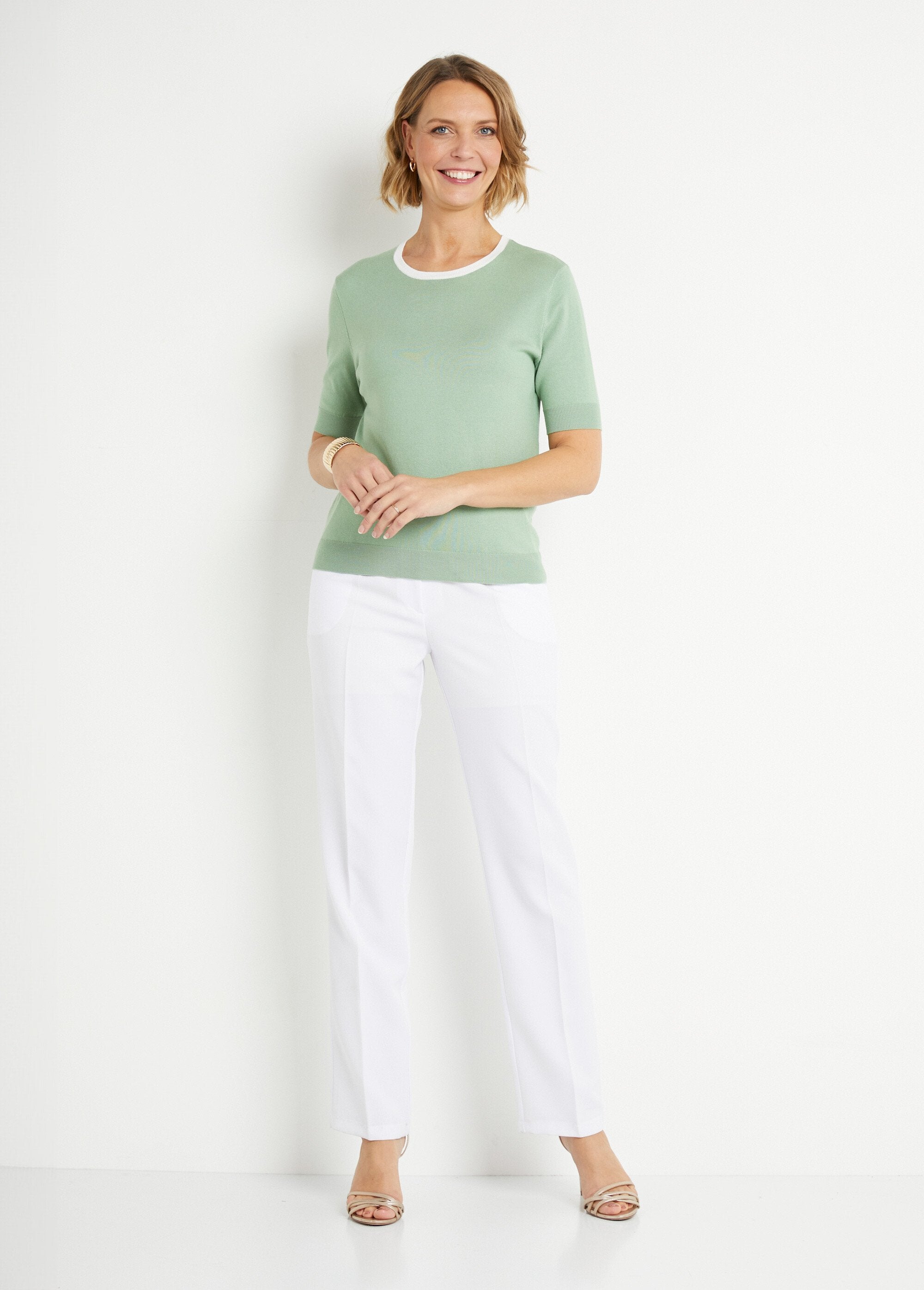 Soft_short_sleeve_round_neck_sweater_water_green_SF1_slim