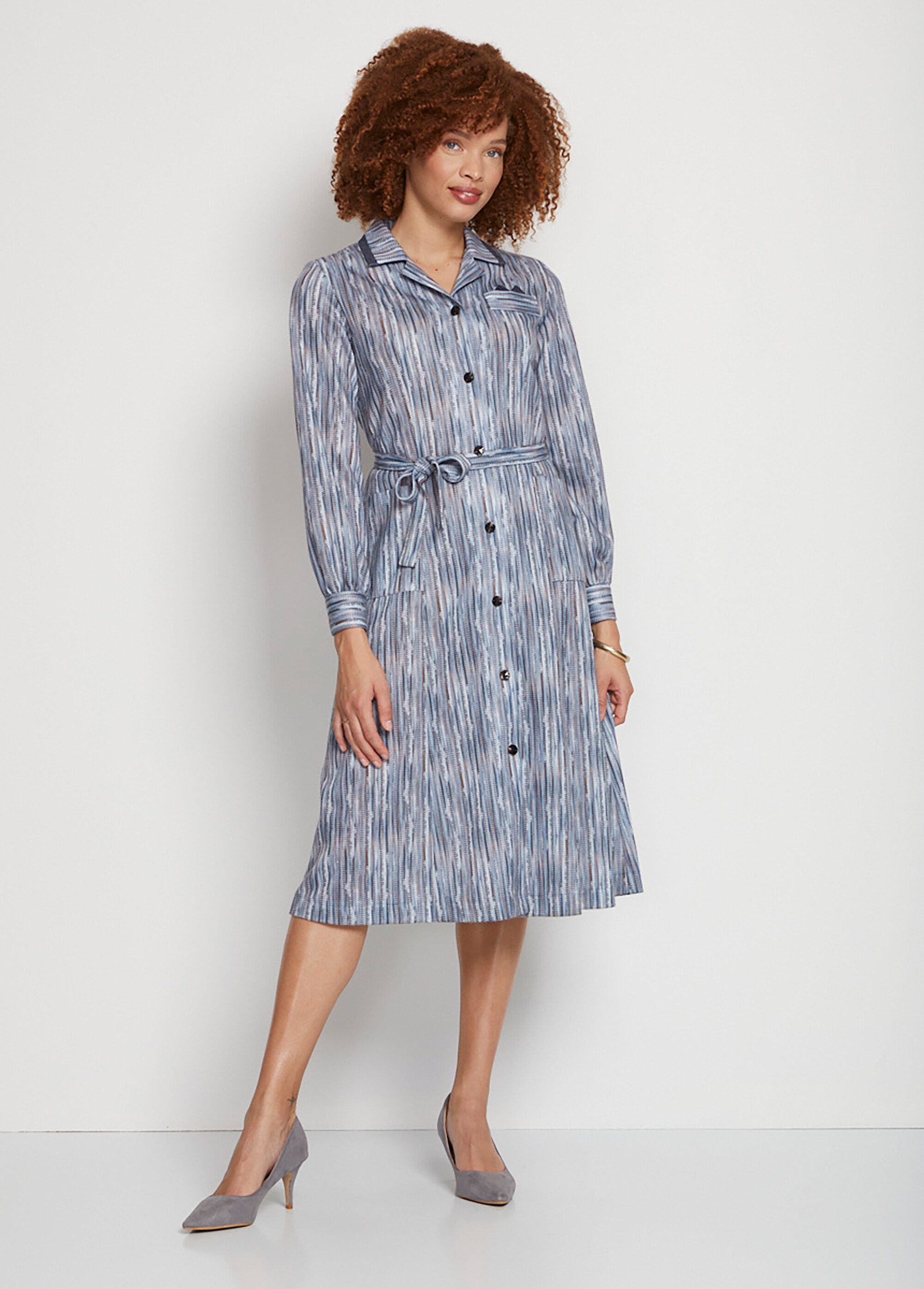 Printed_buttoned_mid-length_dress_Gray_FA1_slim