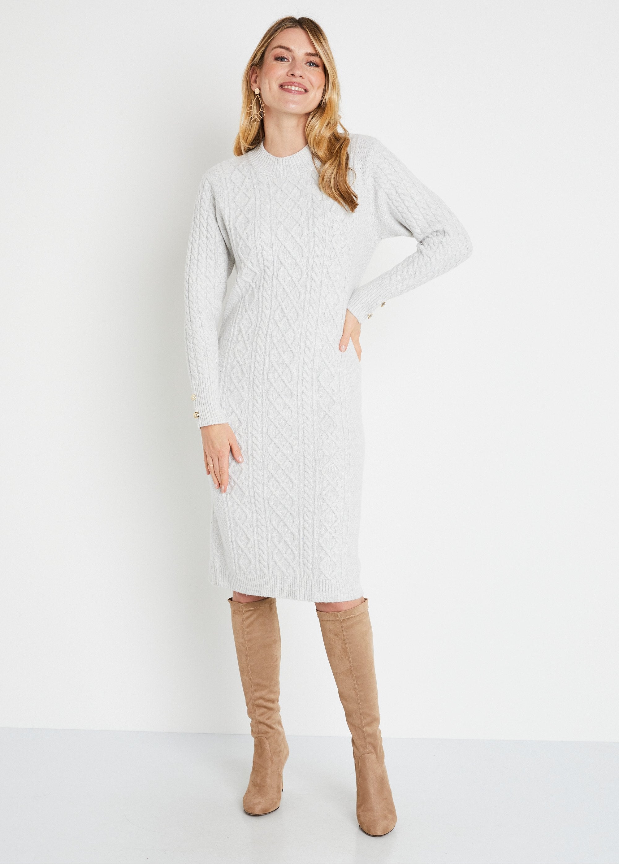 Short_plain_knit_sweater_dress_Heather_gray_FA1_slim