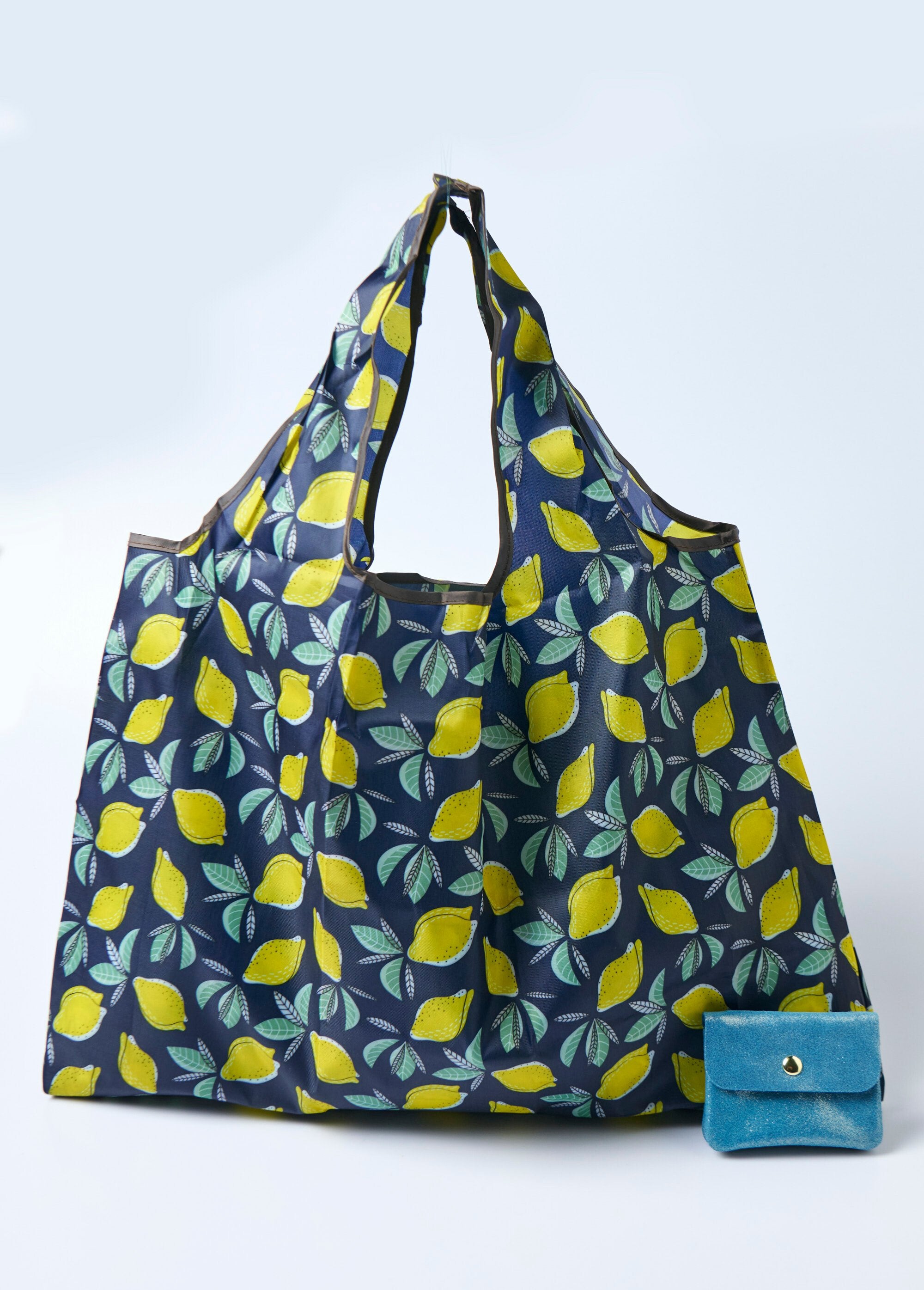 Durable_foldable_shopping_bag,_lemons_Marine_print_yellow_FA1_slim