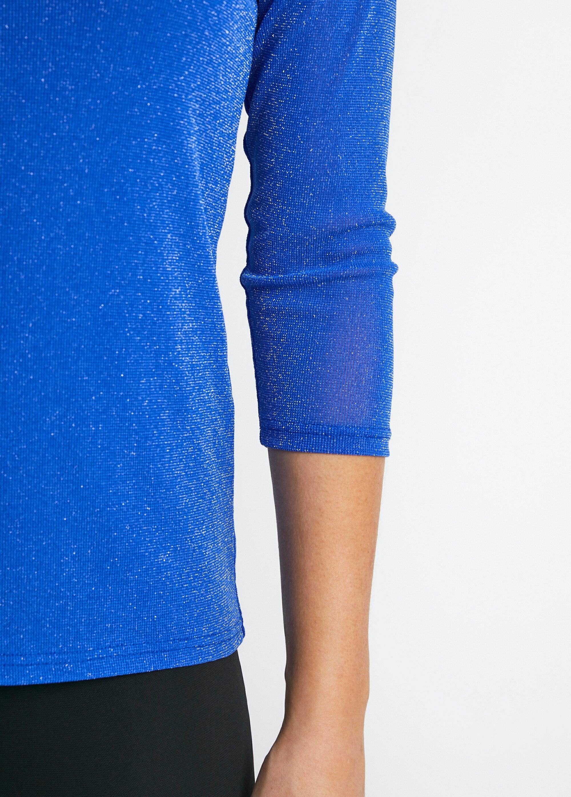 Shiny_embroidered_3/4_sleeve_t-shirt_Cobalt_blue_DE3_slim