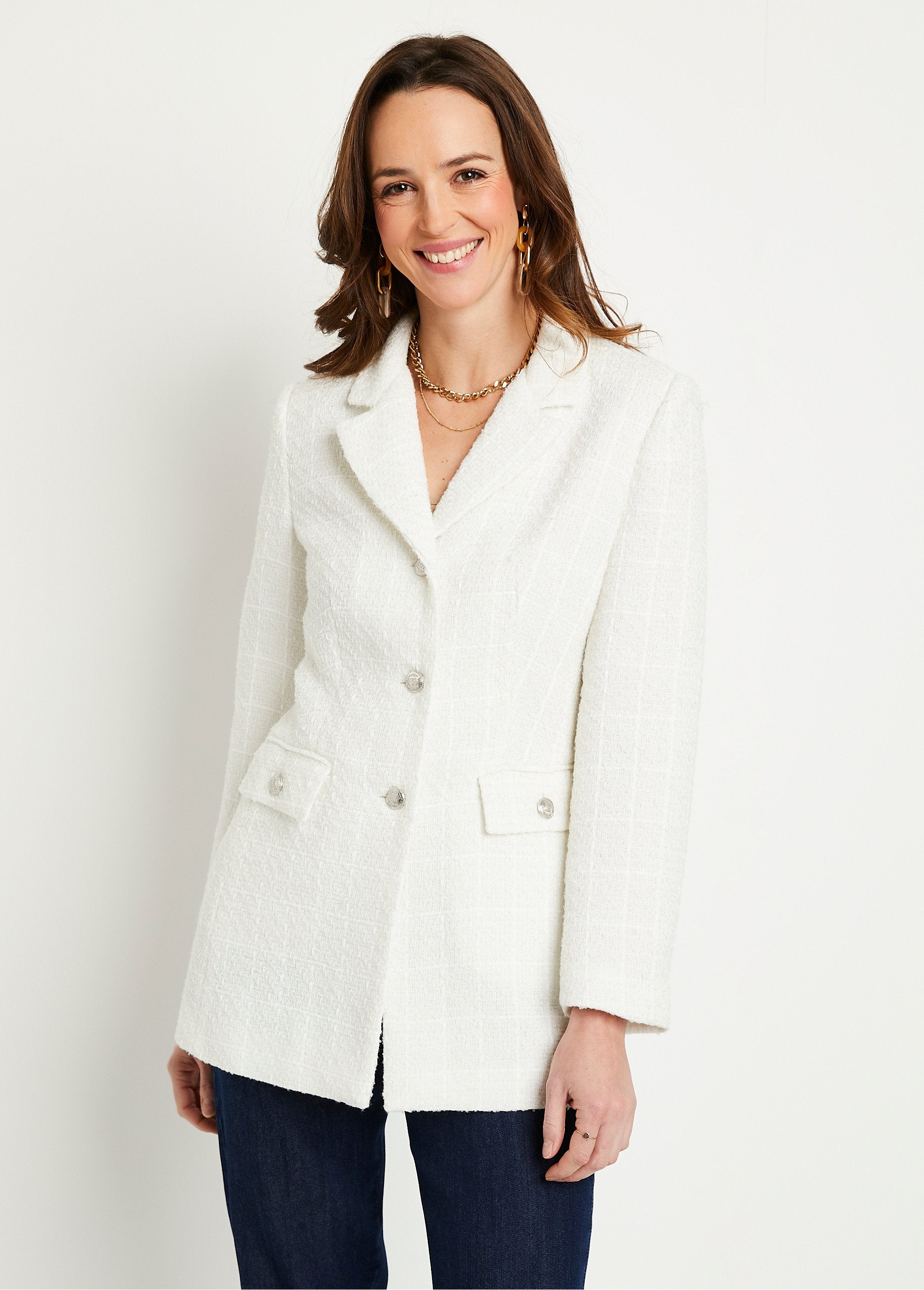 Straight_buttoned_jacket_in_basket_weave_fabric_with_tailored_collar_Ivory_FA1_slim